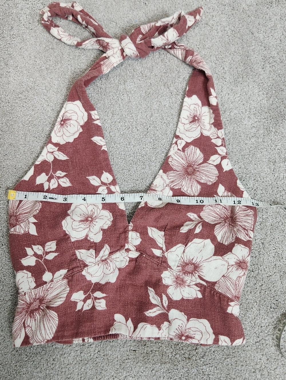 Abercrombie And Fitch Cotton Halter Top Tropical Size XS Smocked Beach Resort - Picture 4 of 9